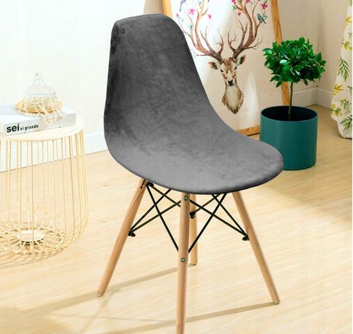 POKROWIEC NA KRZESŁO SKANDYNAWSKIE SZARY WELUR ELASTYCZNY GRUBY UNIWERSALNY na Arena.pl