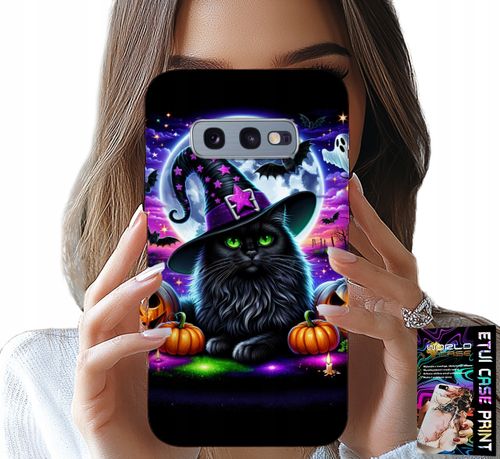 ETUI DO SAMSUNG GALAXY S10E - CZARNY KOTEK HALLOWEEN SALEM DYNIA WZORY na Arena.pl