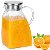 Dzbanek na Napoje Wodę Sok Lemoniadę Szklany Pokrywka Wąski do Lodówki 1,8L