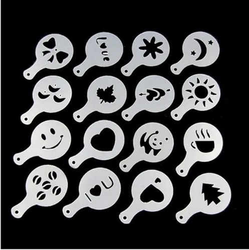 SZABLONY DO DEKORACJI KAWY CIAST DESERÓW 16SZT LATTE CAPPUCCINO na Arena.pl