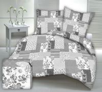 Pościel z kory 160x200 szara patchwork serca motyle kwiaty