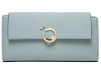 portfel damski skóra pu duży błękitny złote ozdoby