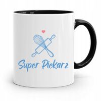 Kubek Czarny Prezent Dla Piekarza Super Piekarz Z Nadrukiem Ze Zdjęciem