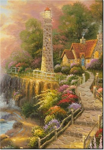 100 70CM OBRAZ PŁÓTNO DOMEK LATARNIKA PŁÓTNO RAMA na Arena.pl