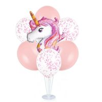 Zestaw balonów na stojaku różowy jednorożec