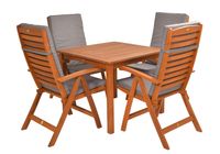 Rattanland- Zestaw mebli ogrodowych (szary) z drewna eukaliptusowego