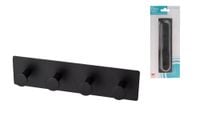 Wieszak łazienkowy na ręczniki stalowy 4 haczyki samoprzylepny czarny mat