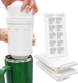 Kostkarka do Lodu z Pojemnikiem 3 Formy Biała Bez BPA Obrotowa