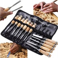 ZESTAW DŁUT RZEŹBIARSKICH DO DREWNA SNYCERSKIE STOLARSKIE ETUI ZESTAW