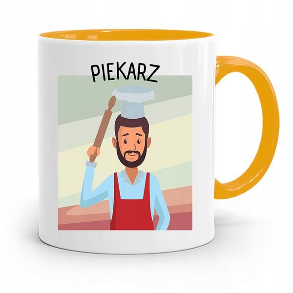 Kubek Żółty Dla Piekarza Piekarz Prezent Z Nadrukiem Ze Zdjęciem zdjęcie 1