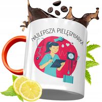 Kubek Pomarańczowy Dla Pielęgniarki Na Prezent Z Nadrukiem Ze Zdjęciem