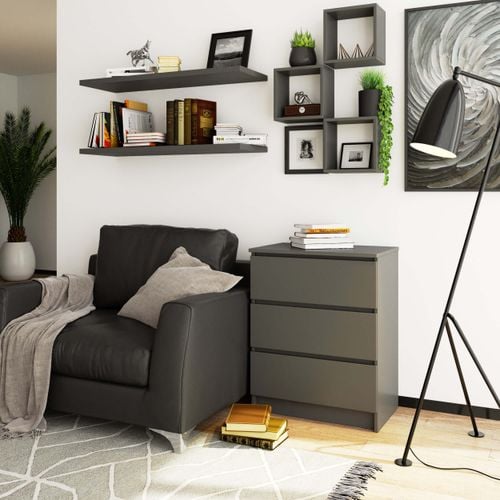 Komoda do salonu K 60 cm 3 szuflady - grafit szary na Arena.pl
