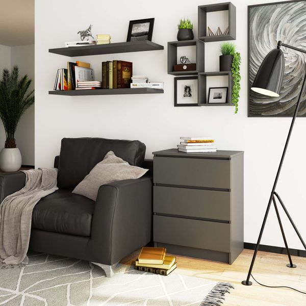 Komoda do salonu K 60 cm 3 szuflady - grafit szary zdjęcie 4