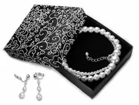 Komplet Z Pereł Białe Choker + Klipsy Prezent Perły W Pudełku Perełki Modne