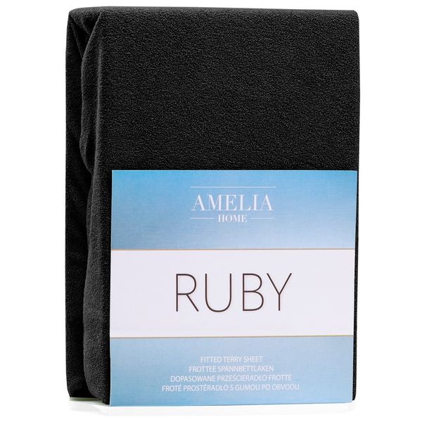 Prześcierdło Frotte AmeliaHome RUBY BLACK44 180-200x200+30 zdjęcie 1