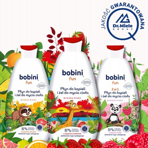 BOBINI Fun Płyn do Kąpieli Żel do Mycia dla Dzieci 2w1 Maxi Piana MIX 4x500 na Arena.pl