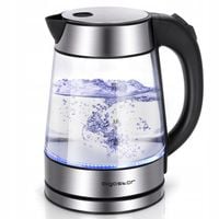 Czajnik elektryczny bezprzewodowy 1.7 l 2200 W szklany STALOWY LED