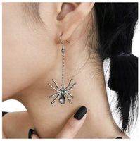 Kolczyki Grafitowe Halloween Czarna Wdowa Pająk Cyrkonie Kryształy 62mm