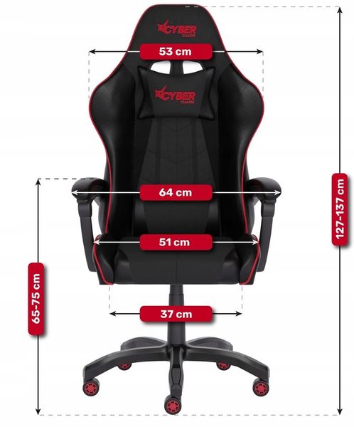 FOTEL GAMINGOWY CYBER CHAIRS SELECT RED - CZARNY - BIUROWY zdjęcie 10