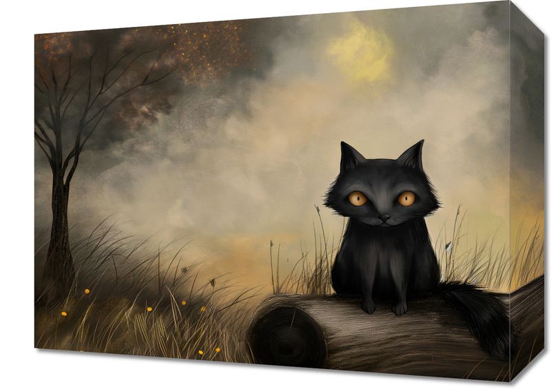 Obraz 40x30cm Czarny Kot zdjęcie 1