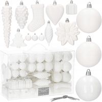 BOMBKI CHOINKOWE NA CHOINKĘ ZESTAW XXL 72szt BIAŁE NA CHOINKĘ DEKORACJE