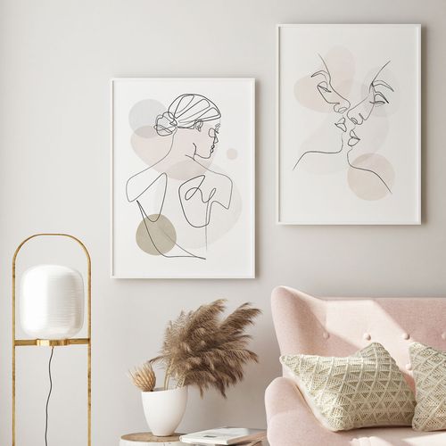 Zestaw dwóch plakatów jedna linia pastele 40x50 cm na Arena.pl