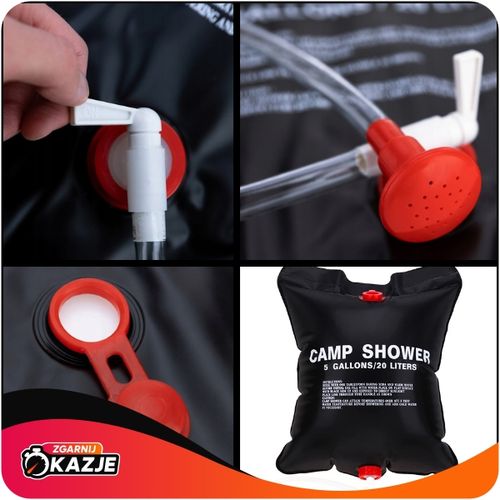 PRYSZNIC SOLARNY 20L KEMPINGOWY TURYSTYCZNY POLOWY BIWAKOWY NAGRZEWA WODĘ na Arena.pl