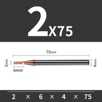 Frez TiSiN 4 ostrza Z-4 do stali nierdzewnej do 55HRC Rozmiar: Ø2x6x4Dx75L