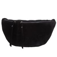 VERA PELLE nerka zamszowa saszetka biodrówka z suwakami V672 czarna