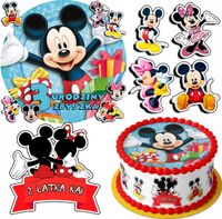 ZESTAW OPŁATEK NA TORT 30CM + 17 POSTACI - MYSZKA MIKI MINI + IMIĘ 24CM 26