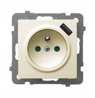 GNIAZDO Z ŁADOWARKĄ USB A 5V 2,1A OSPEL AS ECRU GP-1GZPUSB/m/27