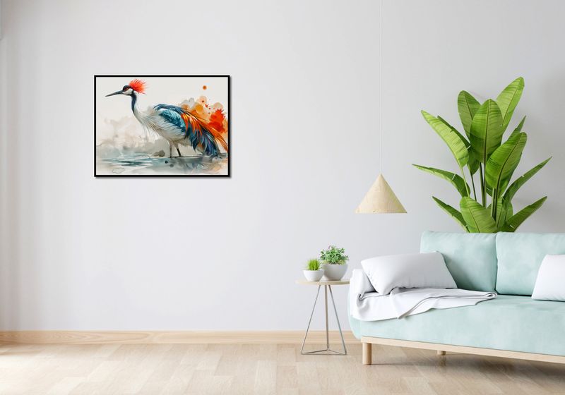 Plakat 80x60cm Żuraw w Akwareli zdjęcie 4
