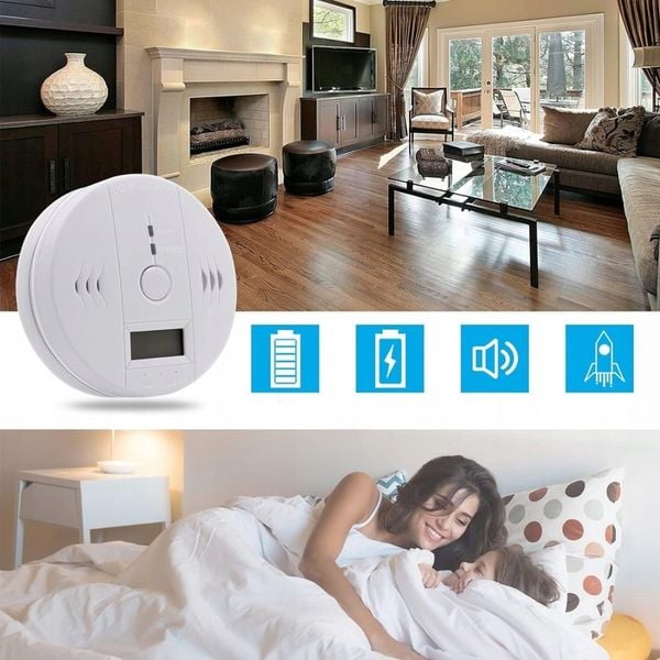 2x CZUJNIK CZADU CO GAZU CERTYFIKOWANY DETEKTOR TLENKU WĘGLA ALARM 85dB LCD zdjęcie 3