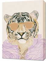 Obraz 50x70cm  Portret Zwierząt | Tygrys w Okularach | Pop Art