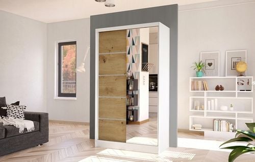 SZAFA PRZESUWNA DIEGO III z lustrem 100cm - pojemna GARDEROBA na Arena.pl