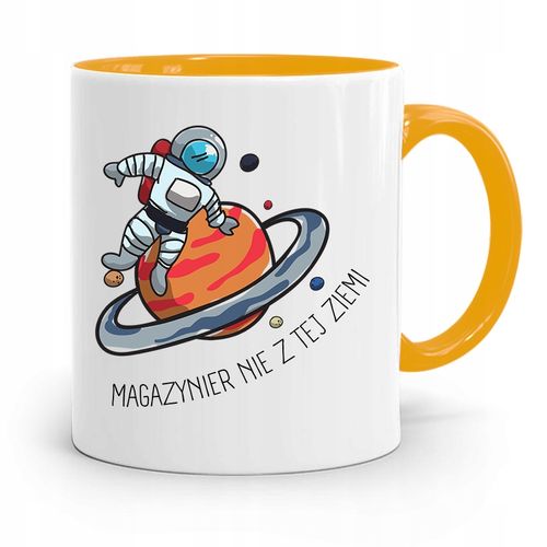 Kubek Żółty Dla Magazyniera Nie Z Tej Ziemi Z Nadrukiem Ze Zdjęciem na Arena.pl