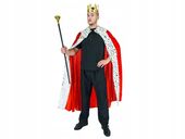 Strój Króla na Jasełka dla Dorosłych, Czerwony Atłasowy, peleryna i korona