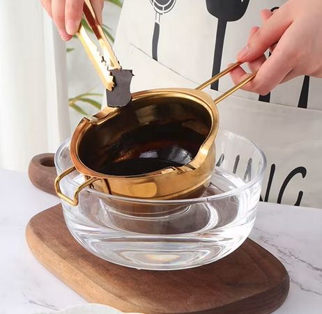 TYGIELEK MISKA do topienia CZEKOLADY masła wosku stalowy RONDELEK ZŁOTY na Arena.pl