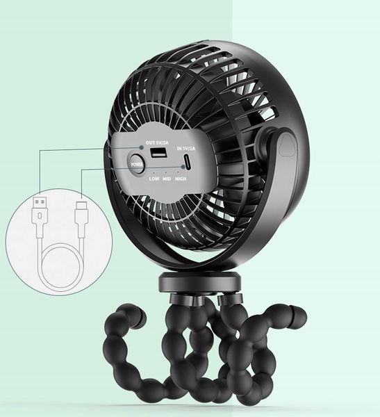 WENTYLATOR PRZENOŚNY WIATRAK BIURKOWY 5200mAh Z ELASTYCZNYM STATYWEM zdjęcie 3