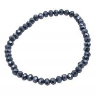 Bransoletka z drobnych fasetowanych koralików w kolorze grafitowym
