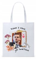 Mateusz Morawiecki Pis Torba Eco Biała Shopper Z Nadrukiem Ze Zdjęciem