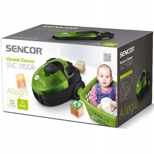 Mocny odkurzacz bezworkowy 890W HEPA dla alergików 76 dB Sencor SVC 510GR na Arena.pl