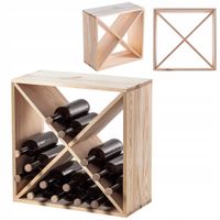 REGAŁ NA WINO STOJAK DREWNIANY 24 BUTELKI ALKOHOL SZAFKA PÓŁKA SALON 52cm