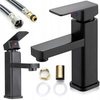 CZARNA BATERIA UMYWALKOWA STOJĄCA ŁAZIENKOWA CUBIC LOFT KRAN DO UMYWALKI