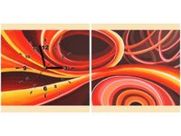 40 80CM ZEGAR 2 ELEM POMARAŃCZOWY WIR ŚCIENNY