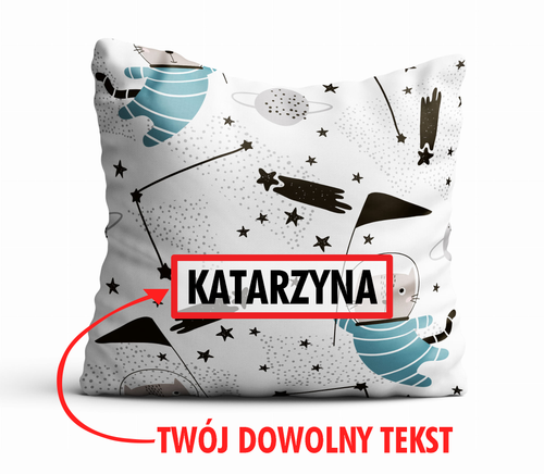 Poduszka DZIECIĘCA z Twoim napisem PD10 kotki w kosmosie na Arena.pl