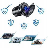 Ładowarka samochodowa USB QC 3.0 USB-C C PD gniazdo zapalniczki Woltomierz