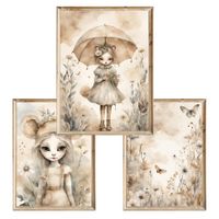 Zestaw trzech plakatów dla dzieci Mouse Girl