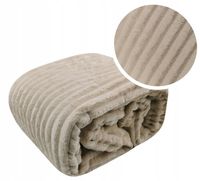 CIEPŁY KOC NARZUTA NA KANAPĘ ŁÓŻKO PLED KOC MIĘKKI GRUBY LEA 200X220 BEŻOWY