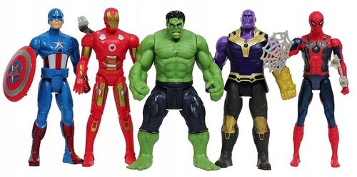 AVENGERS ZESTAW FIGURKI 5 FIGUREK AMERYKA SPIDERMAN BATMAN HULK IRON 2165 na Arena.pl